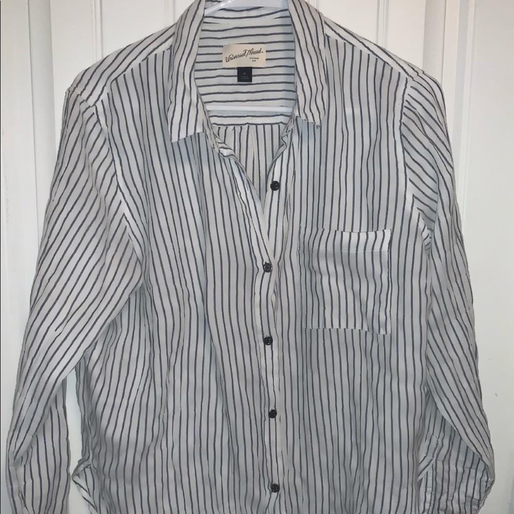 Long sleeve, white button down shirt